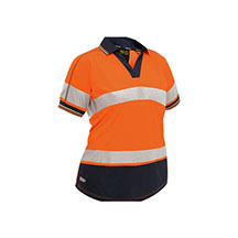 Bisley Womens Short Sleeve Two Tone Hi-Vis Polo - Orange