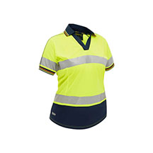 Bisley Womens Short Sleeve Two Tone Hi-Vis Polo - Yellow